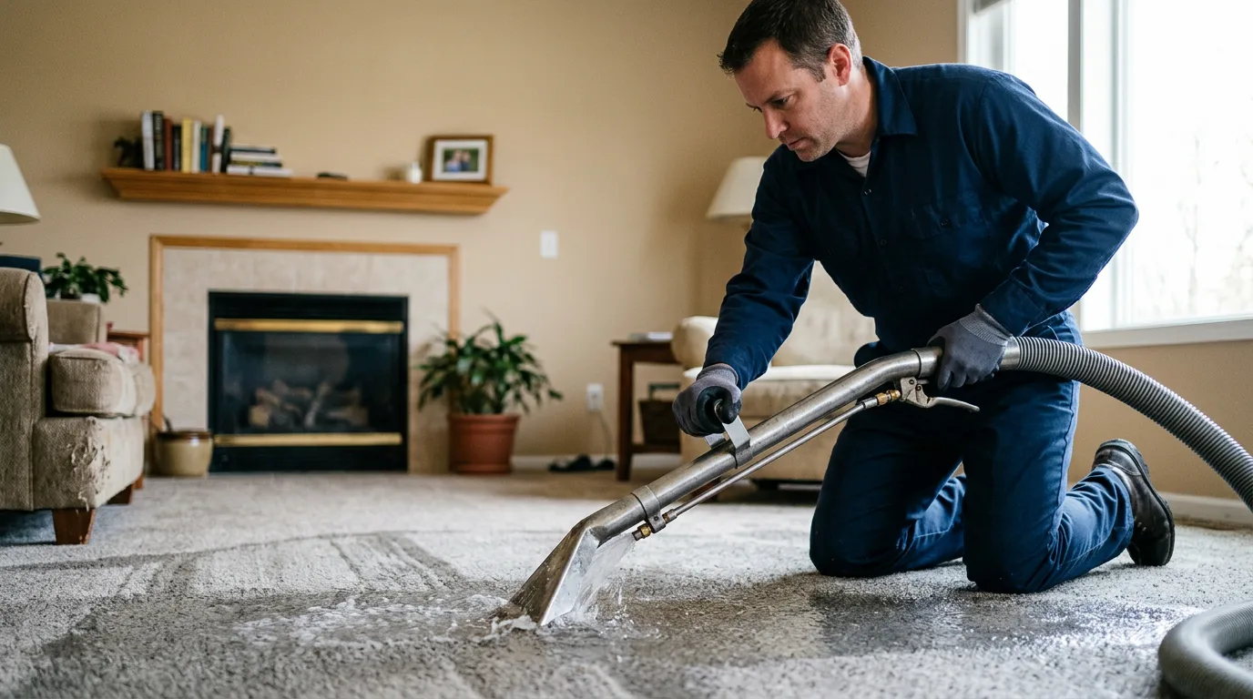 Water damage restoration technician working near Bristol, IN